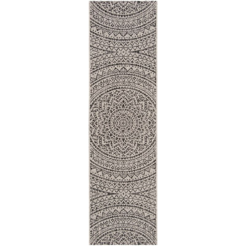 Courtyard CY8734 Power Loomed Indoor and Outdoor Runner Rug - Light Grey/Black - 2'3"x10' - Safavieh