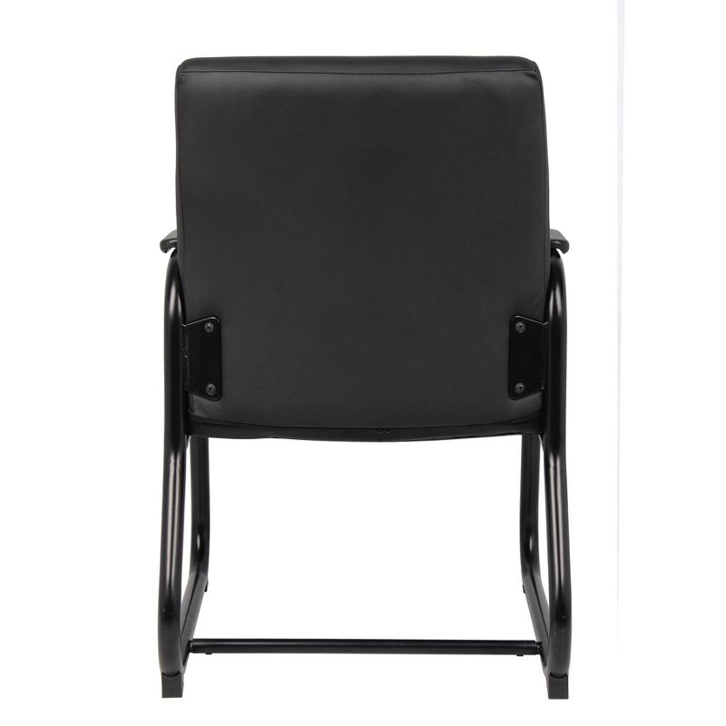Boss Office Products Guest Chair Heavy Duty Black: Metal Frame, Fixed Arms, Padded, Sled Base, 350 lb Capacity