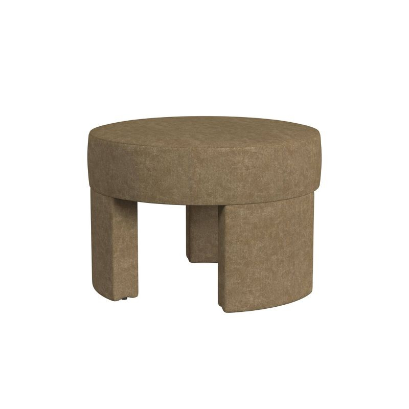 Sophia Ottoman Mocha - HomePop: Velvet Upholstered, Footrest, Round Bench, No Assembly Required