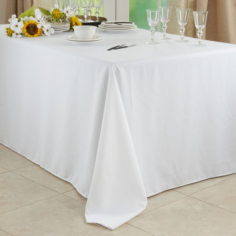 Saro Lifestyle Solid Color Everyday Tablecloth, White, 90" x 156"