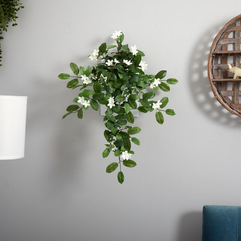 Nearly Natural 19-in Mixed Stephanotis & Ivy Hanging Artificial Plant (Set of 4)