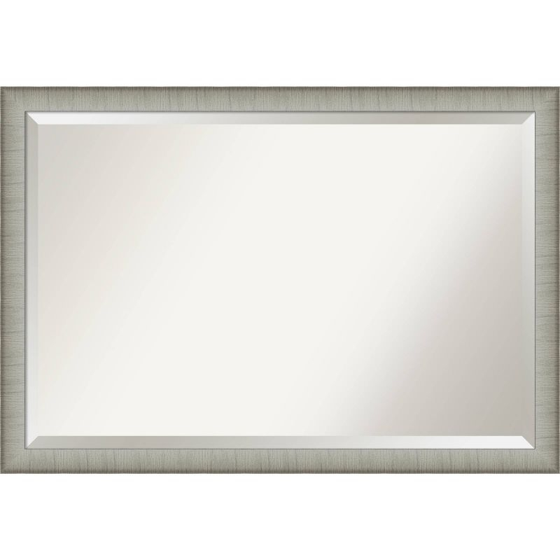 39" x 27" Elegant Brushed Framed Bathroom Vanity Wall Mirror Pewter - Amanti Art: Modern Rectangular Polystyrene Frame, No Assembly Required