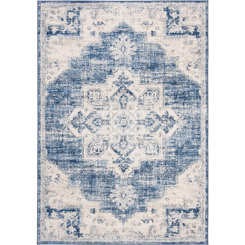 Brentwood BNT865 Power Loomed Indoor Area Rug - Ivory/Navy - 6'x9' - Safavieh