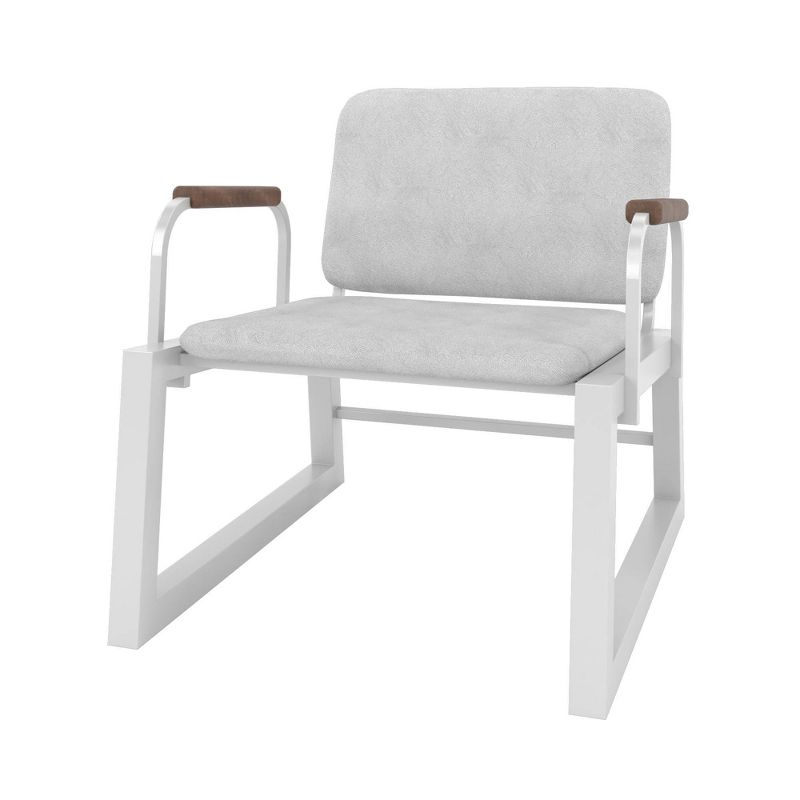 1.0 Whythe Low Accent Chair White - Manhattan Comfort: Faux Leather, Steel Legs, No Assembly Required