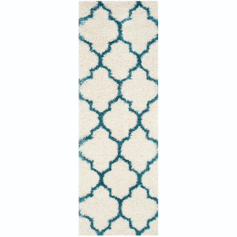 Shag Kids SGK566 Power Loomed Indoor Runner Rug - Ivory/Blue - 2'3"x9' - Safavieh.