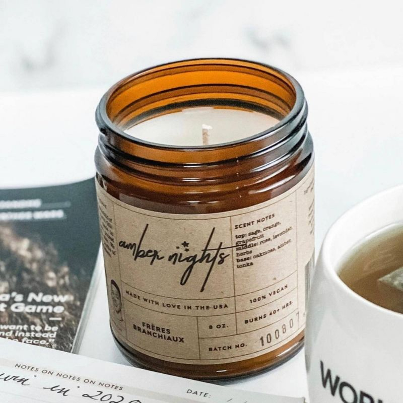 8oz Amber Nights Candle - Freres Branchiaux