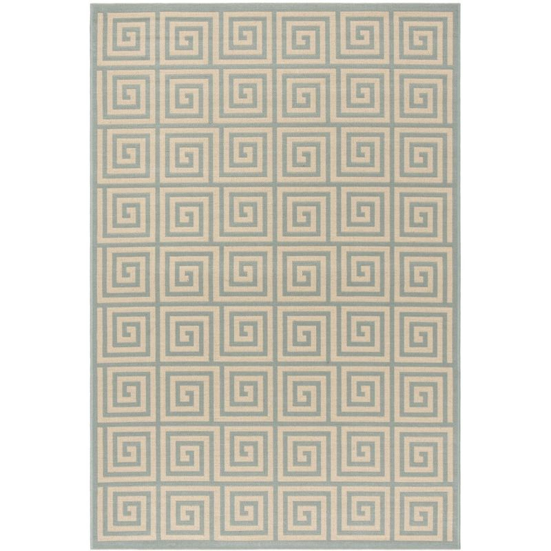Linden LND129 Power Loomed Area Rug - Cream/Aqua - 5'3"x7'6" - Safavieh