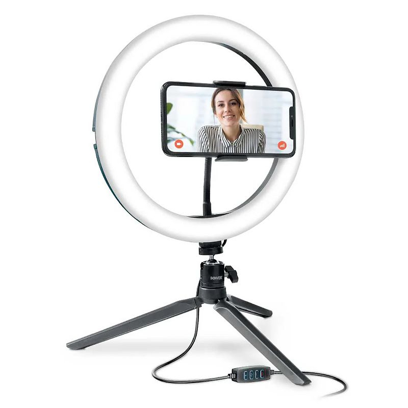 Bower® 10-In. LED Phone Ring Light Tabletop Stand for Smartphones, Black
