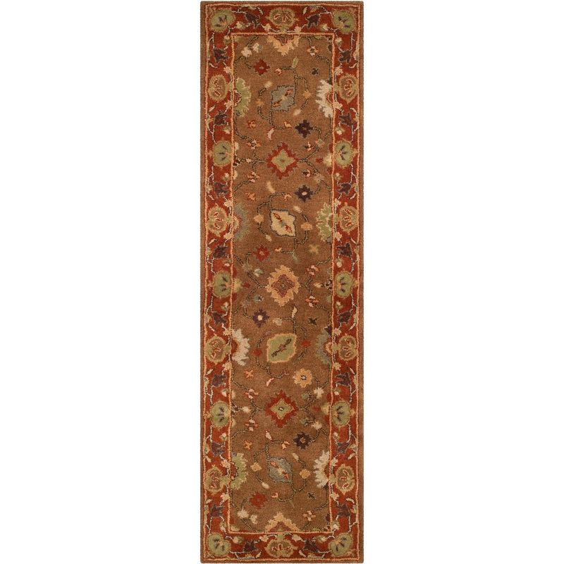 Heritage HG952 Hand Tufted Runner Rug - Moss/Rust - 2'3"x8' - Safavieh.