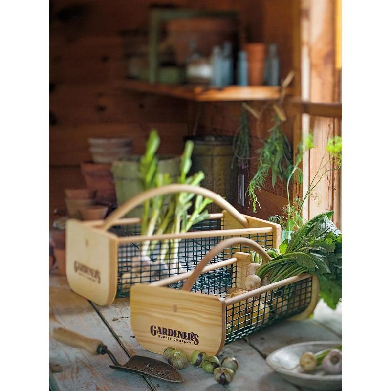 Gardeners Supply Company Garden Hod Harvest Basket | Versatile Gardening Fruits & Vegetables Gathering Basket | Natural Smooth Pine - Maple Frame &