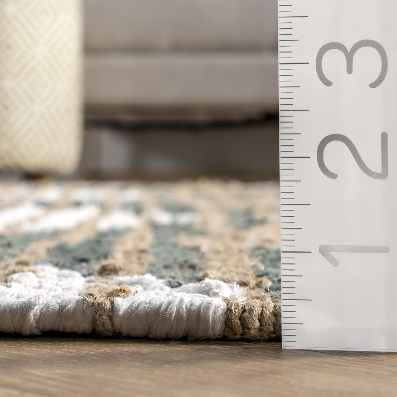 nuLOOM Hand Braided Marla Denim And Jute Diamonds Area Rug, 3' x 5', Olive