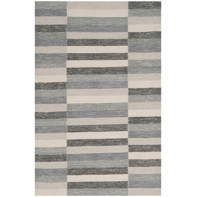 Striped Kilim STK411 Hand Woven Indoor Area Rug - Grey - 4'x6' - Safavieh.