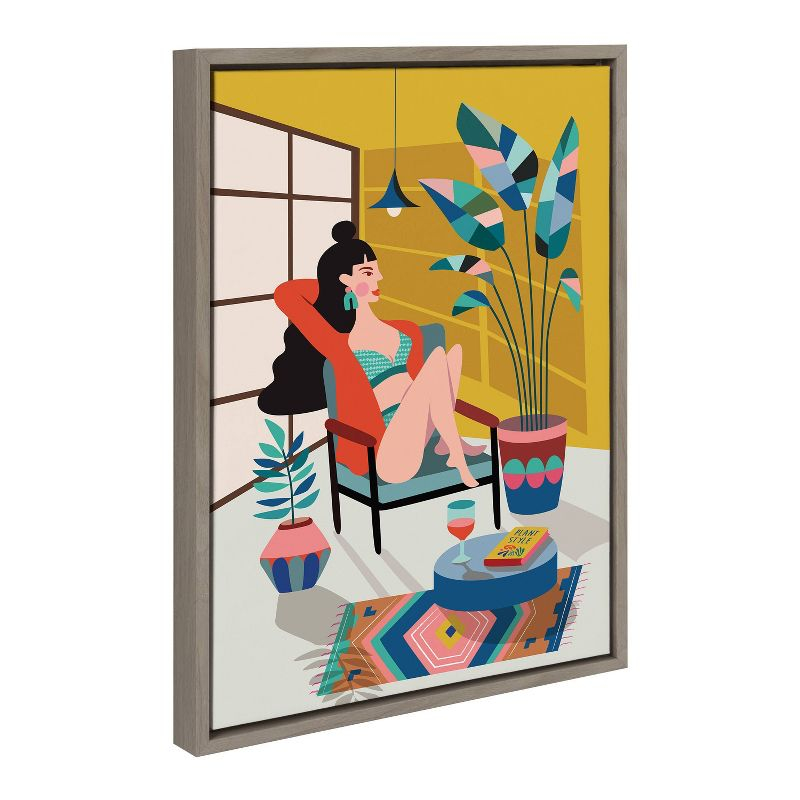 18" x 24" Sylvie Plant Lady Framed Canvas by Rachel Lee Gray - Kate & Laurel All Things Decor: Modern Style, Plastic Frame