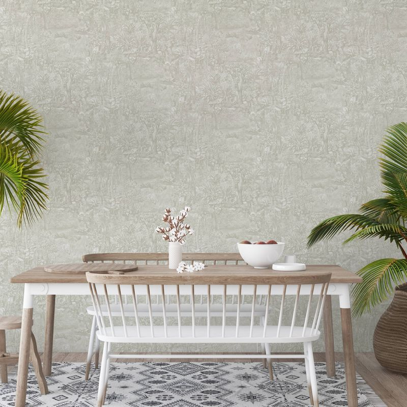 Tempaper & Co. Jungle Toile Removable Peel and Stick Wallpaper, Countryside Gray Toile, 56 sq. ft.: Vinyl Self-Adhesive Botanical Design