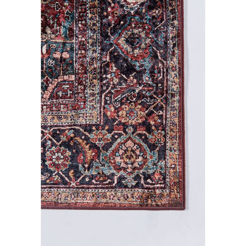 5'x8' Karachi Alai Area Rug Burgundy - Momeni: Geometric Bohemian, Rubber Backing, Medium Pile, Indoor Use