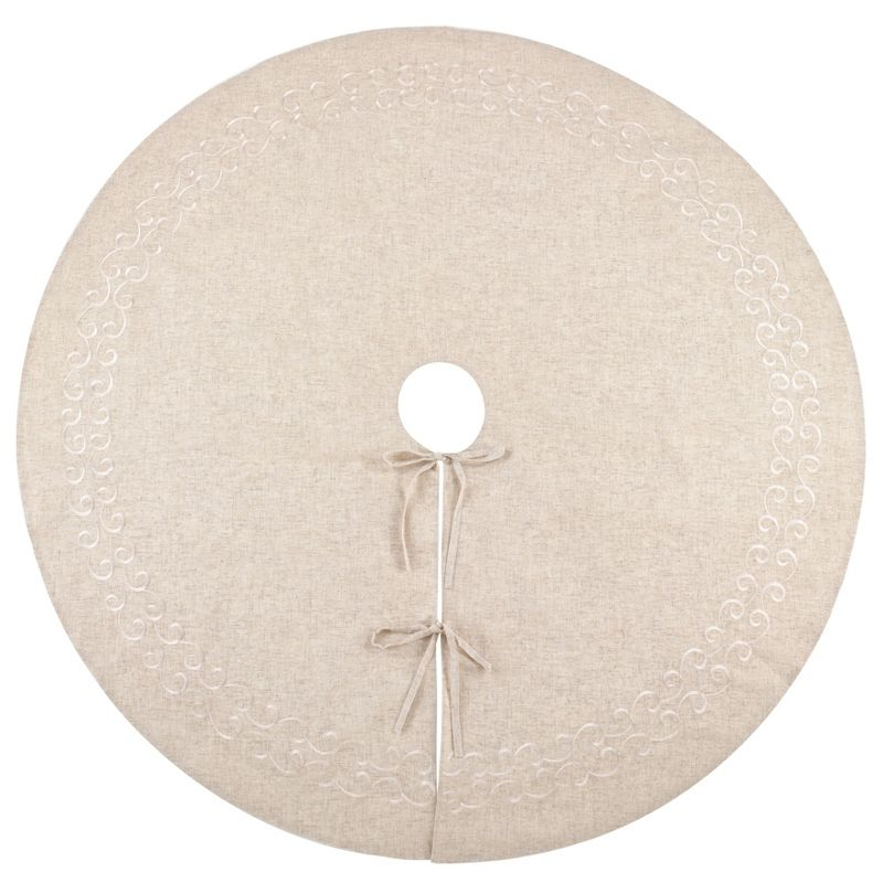 Saro Lifestyle Saro Lifestyle Embroidered Christmas Tree Skirt, Natural, 56"