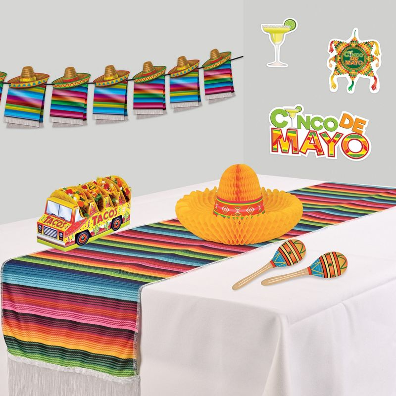 Beistle Fiesta Fabric Table Runner, 11.5" x 6', (1/Pkg) Multicolored