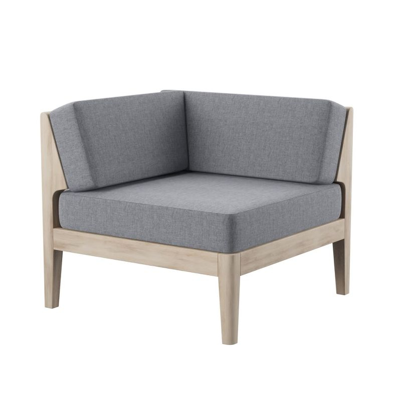 Summerlyn Outdoor Acacia Wood Corner Chair with Cushion Walnut - Linon: Weather-Resistant, Polyester, Foam Fill