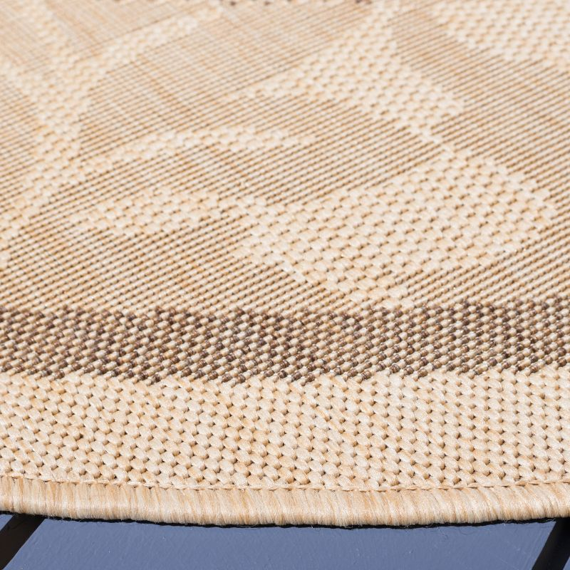 Courtyard CY1704 Power Loomed Indoor and Outdoor Area Rug - Natural/Brown - 5'3" Round - Safavieh