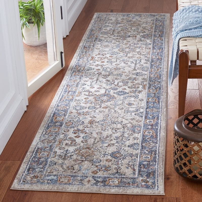 Jasmine JSM343 Power Loomed Runner Rug - Ivory/Blue - 2'2"x9' - Safavieh.