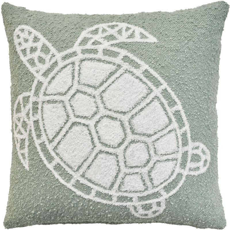 Mina Victory Towel Embroidered Sea Turtle 18" x 18" Indoor Outdoor Throw Pillow