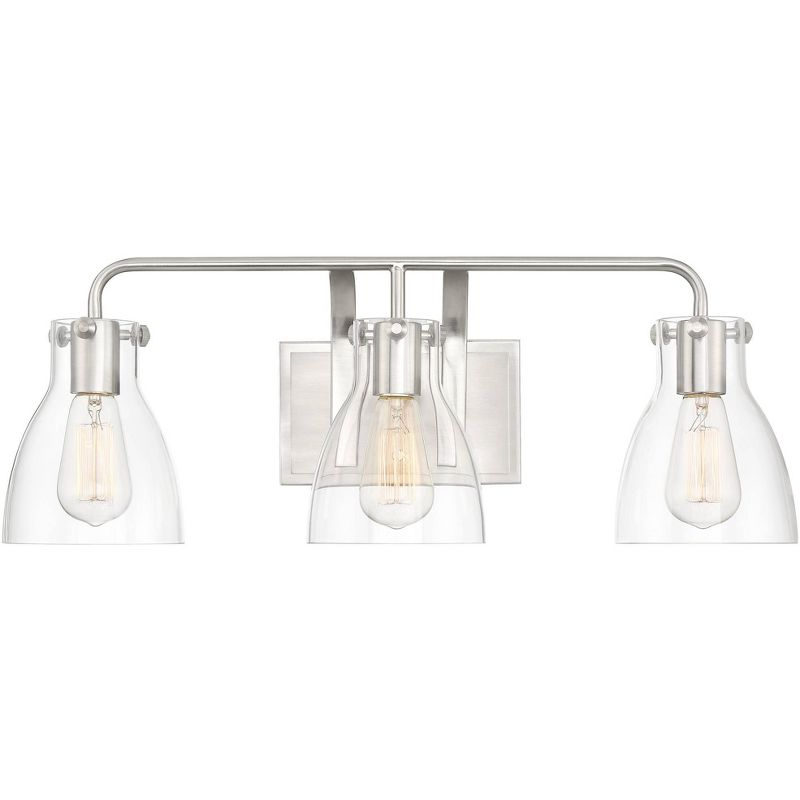 Possini Euro Design Cyn Modern Wall Light Brushed Nickel Hardwire 23 3/4" 3-Light Fixture Clear Glass for Bedroom Bathroom Vanity Living Room Hallway