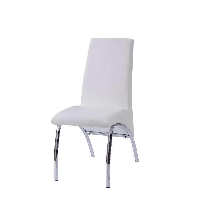 Set of 2 17" Pervis PU Dining Chairs White/Chrome - Acme Furniture: Metal Frame, Polyurethane Upholstery, Armless Design