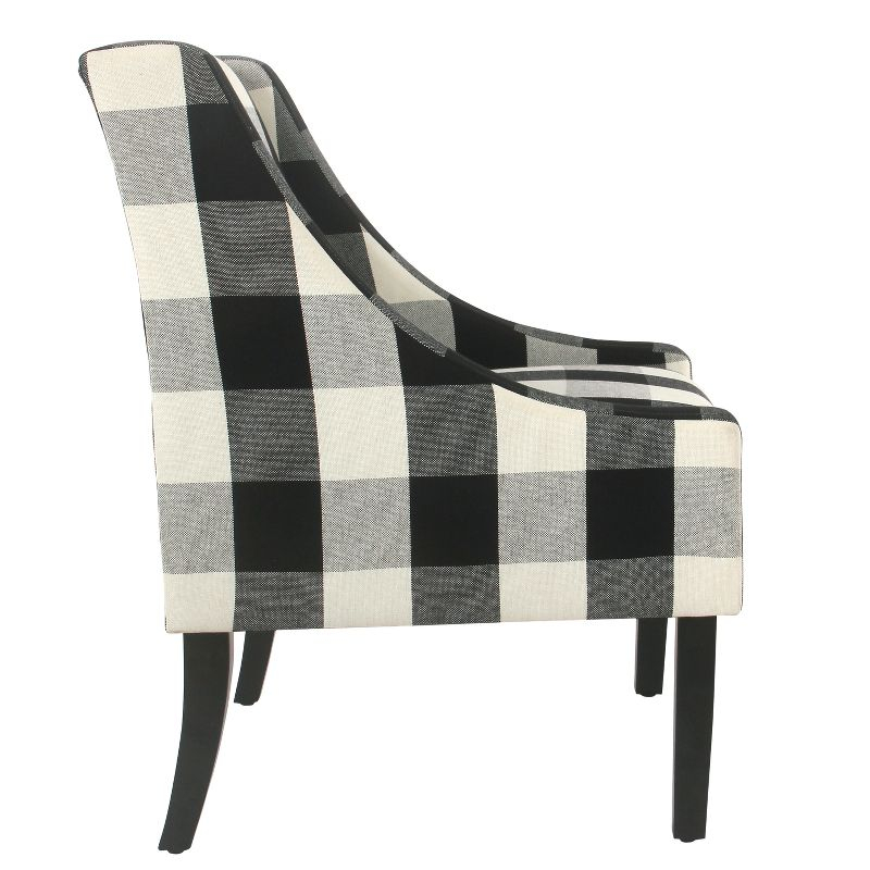 HomePop Modern Swoop Accent Armchair Black Plaid : Cotton Upholstery, Wood Legs, Foam Fill, No Assembly Required