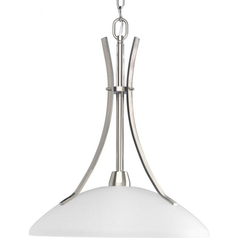 Progress Lighting Wisten 1-Light Pendant, Brushed Nickel, Etched Glass Shade Collection