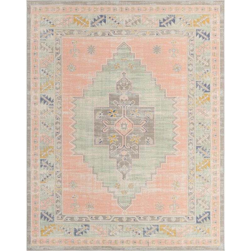 Unique Loom Whitney Collection Area Rug - Geneva (7' 10" Octagon Pink/Blue)