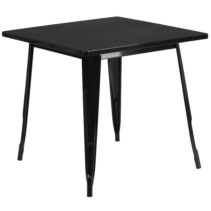 Flash Furniture Commercial Grade 31.5" Square Black Metal Indoor-Outdoor Table Set with 4 Arm Chairs