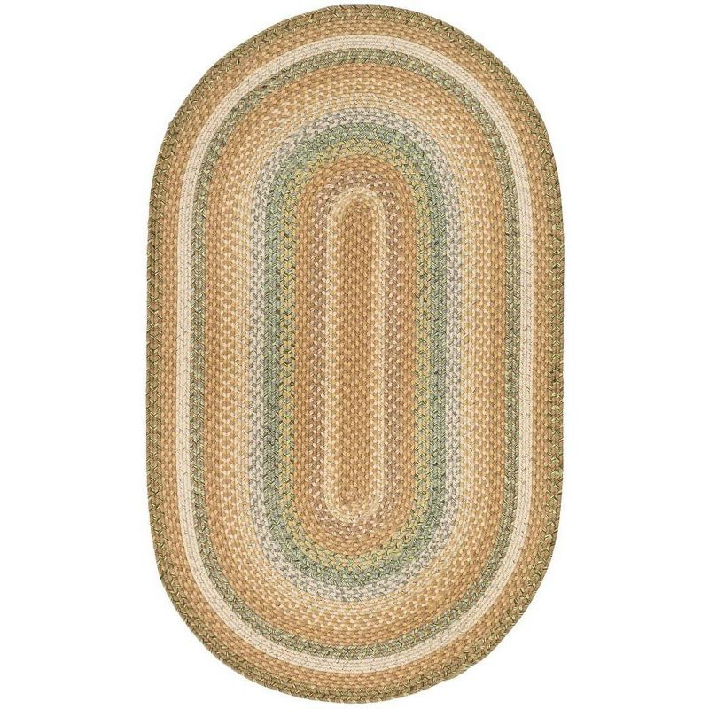 Braided BRD314 Hand Woven Area Rug - Tan/Multi - 6'x9' Oval - Safavieh.