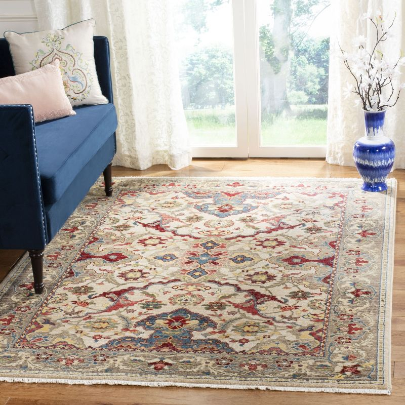 Kashan KSN307 Power Loomed Accent Rug - Ivory/Taupe - 3'3"x4'10" - Safavieh