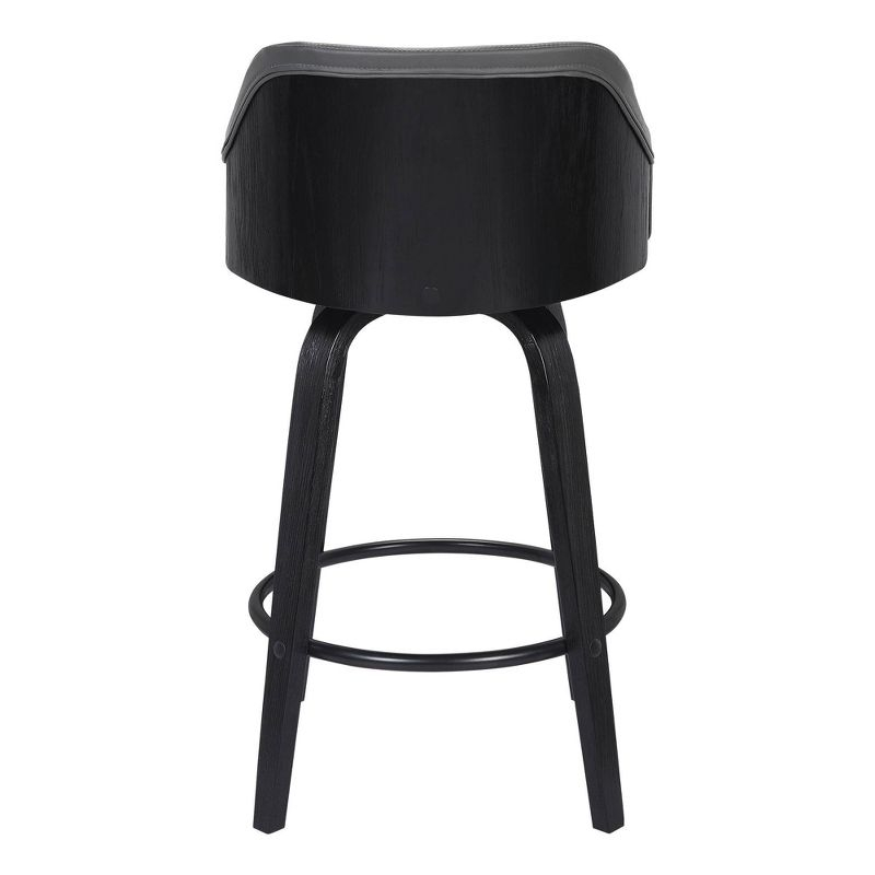 30" Alec Bar Height Swivel Barstool Black/Gray - Armen Living: Contemporary, 360-Degree, Low Back