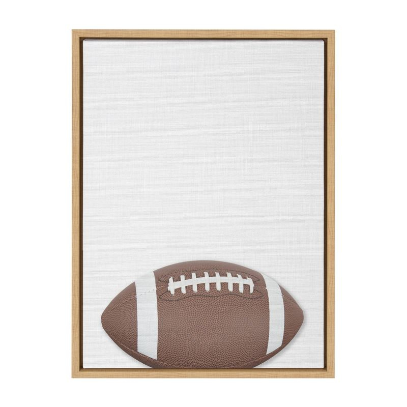 18" x 24" Sylvie Color Football Portrait Framed Canvas Natural - DesignOvation: Modern Style, Plastic Frame, Screen Print Wall Art