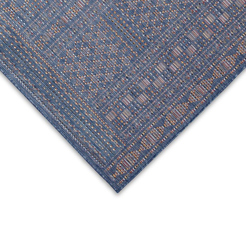 Liora Manne Avena Panel Stripe Indoor/Outdoor Rug Denim 7'10" Square