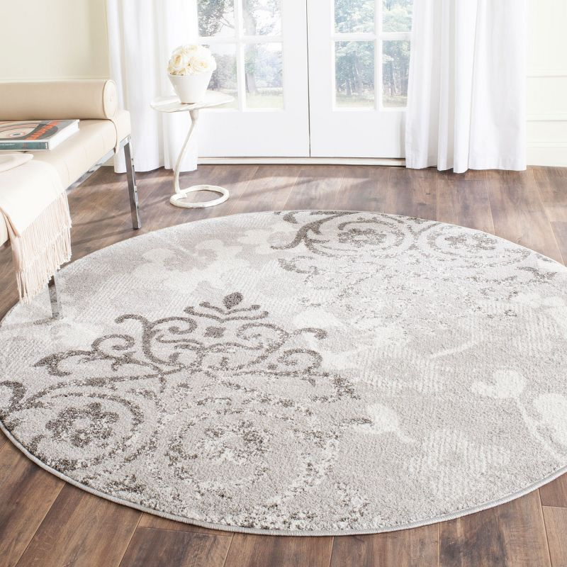 Adirondack ADR114 Machine Made Indoor Area Rug - Silver/Ivory - 10' Round - Safavieh