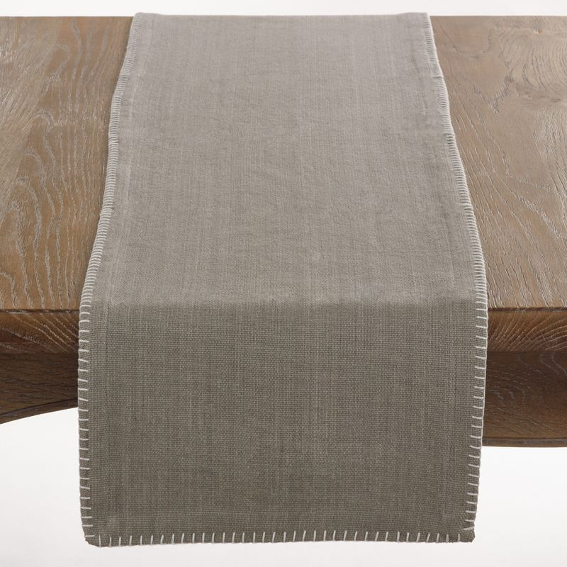 Saro Lifestyle Whipstitch Cotton Table Runner, 13"x72", Gray