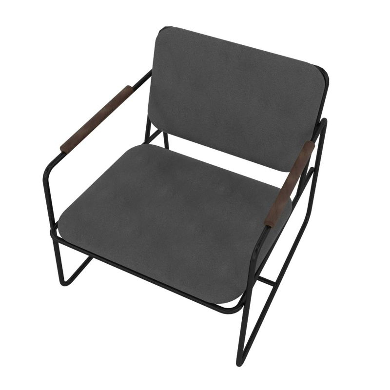 2.0 Whythe Low Accent Chair Black - Manhattan Comfort: Faux Leather, Steel Legs, No Assembly Required