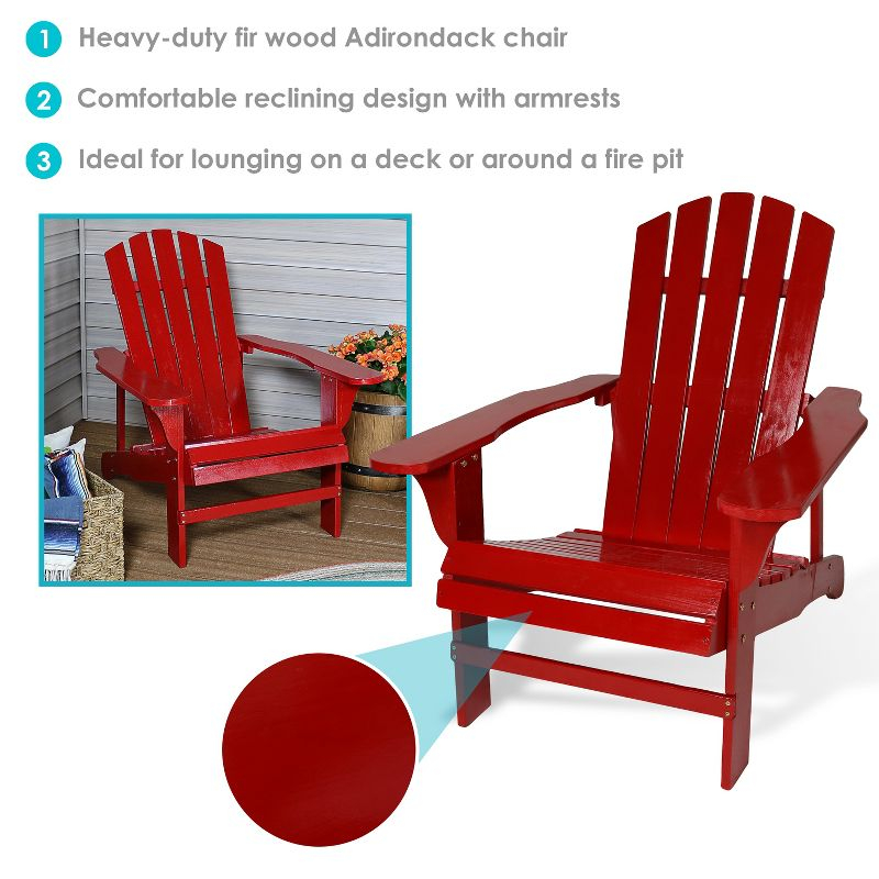 Sunnydaze Outdoor Coastal Bliss Painted Fir Wooden Lounge Backyard Patio Adirondack Chair - Red - 2pk