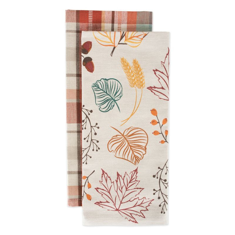 Design Imports Assorted Autumn Leaves Dishtowel (Set Of 2)