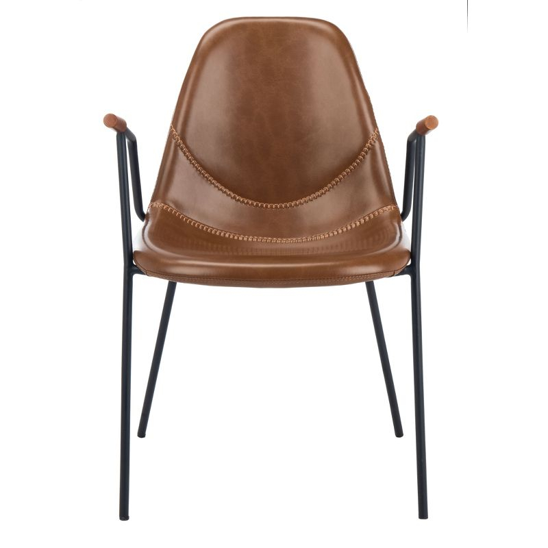 Tanner Mid-Century Dining Chair (Set of 2) - DCH3001 - Cognac/Black - Safavieh