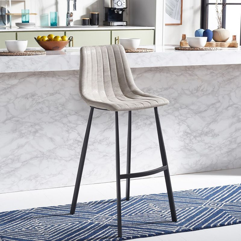 Rhyatte Bar Stool  - BST3018 - Stone/Black - Safavieh
