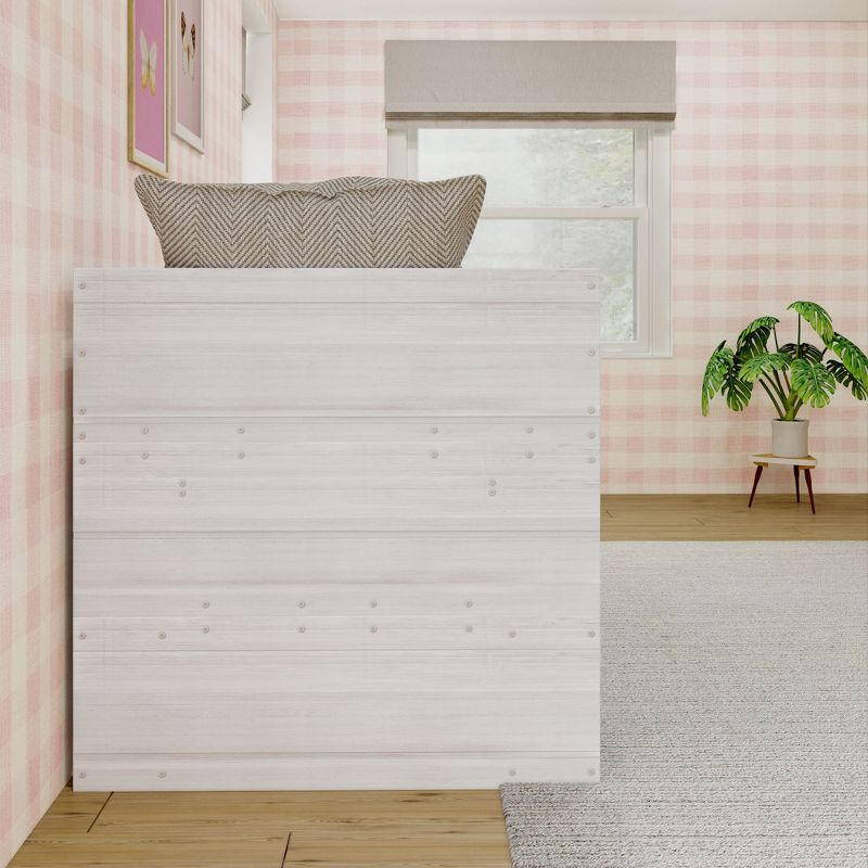 Max & Lily Loft Bed Twin Size, Solid Wood Low Loft Bed with 2 Bookcases and Ladder, Modern Farmhouse Loft Bed for Kids, White Wash
