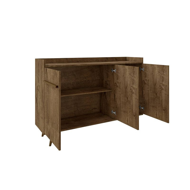 53.54" Bradley Buffet Stand Rustic Brown - Manhattan Comfort: Mid-Century Modern Sideboard, Fixed Shelves