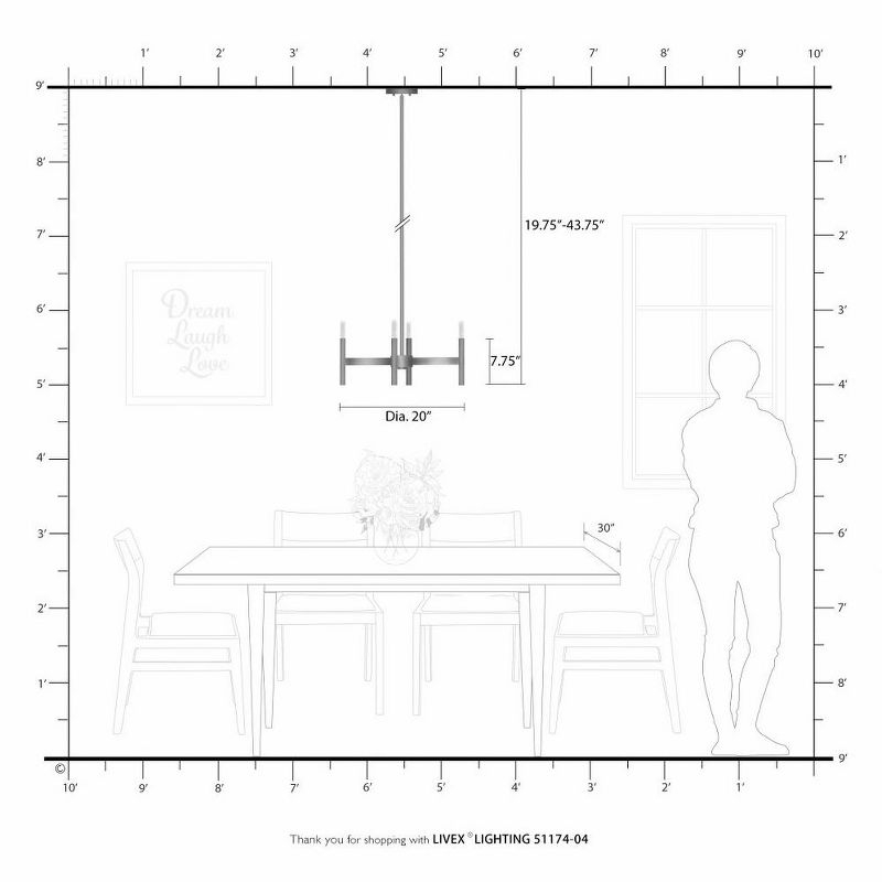 Livex Lighting Copenhagen 4 - Light Chandelier in  Black