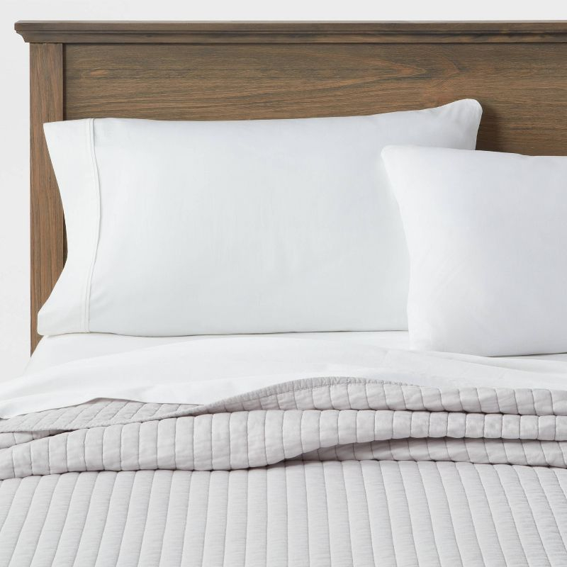 Full/Queen Washed Cotton Sateen Quilt Light Gray - Threshold™
