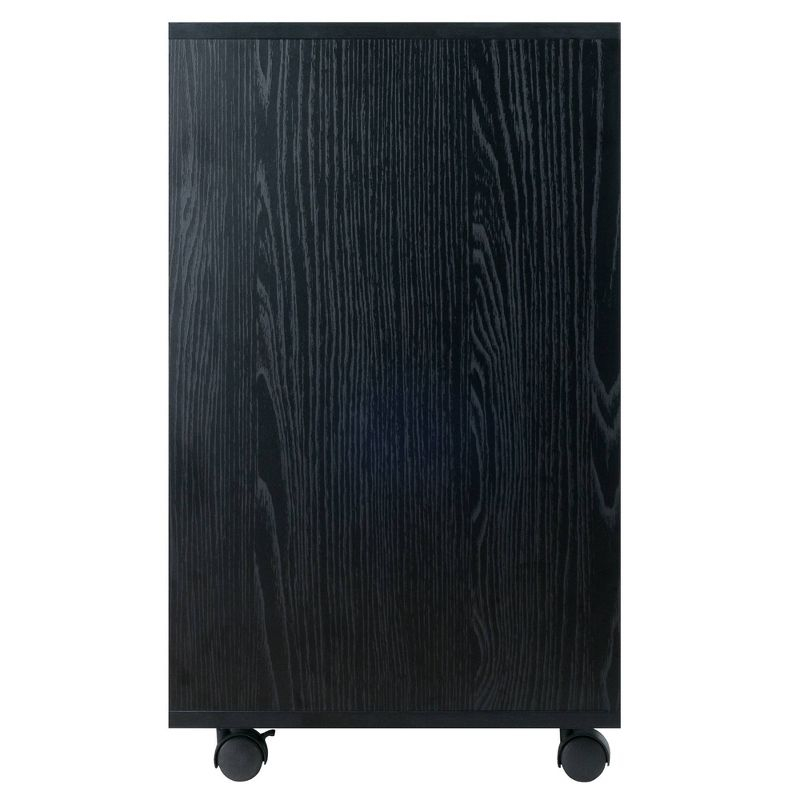 Halifax Cabinet with 5 Drawer & 1 Side Cabinet Black - Winsome: Mobile Storage Unit, Composite Wood, Modern Design