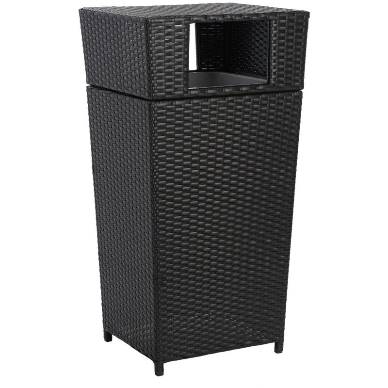 Mazeli Outdoor Trash Can - Black - Safavieh