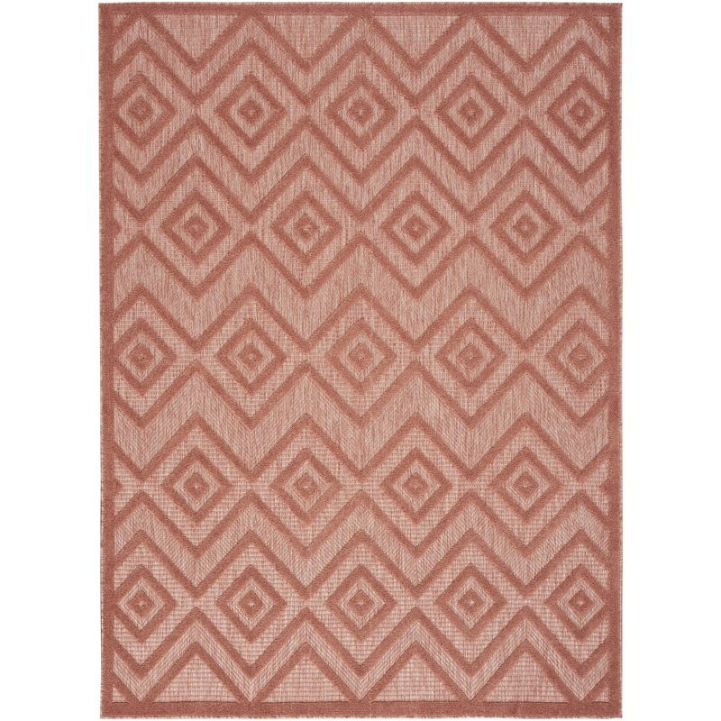 Nourison Versatile Diamond Geometric Flatweave Indoor Outdoor Area Rug Coral/Orange 5' x 7'